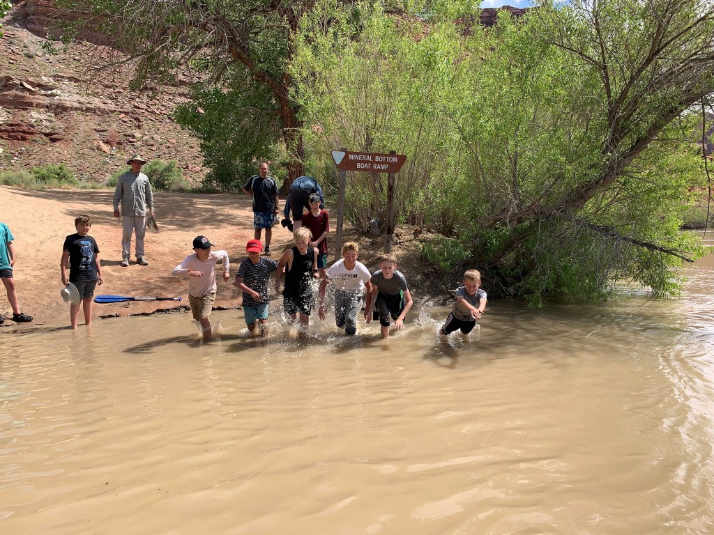 Kids excited to be done and anxious to cool off