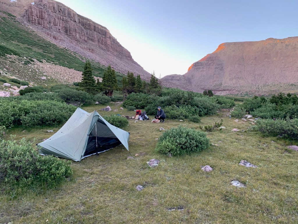 Setup camp in Painters Basin en route to Kings Peak