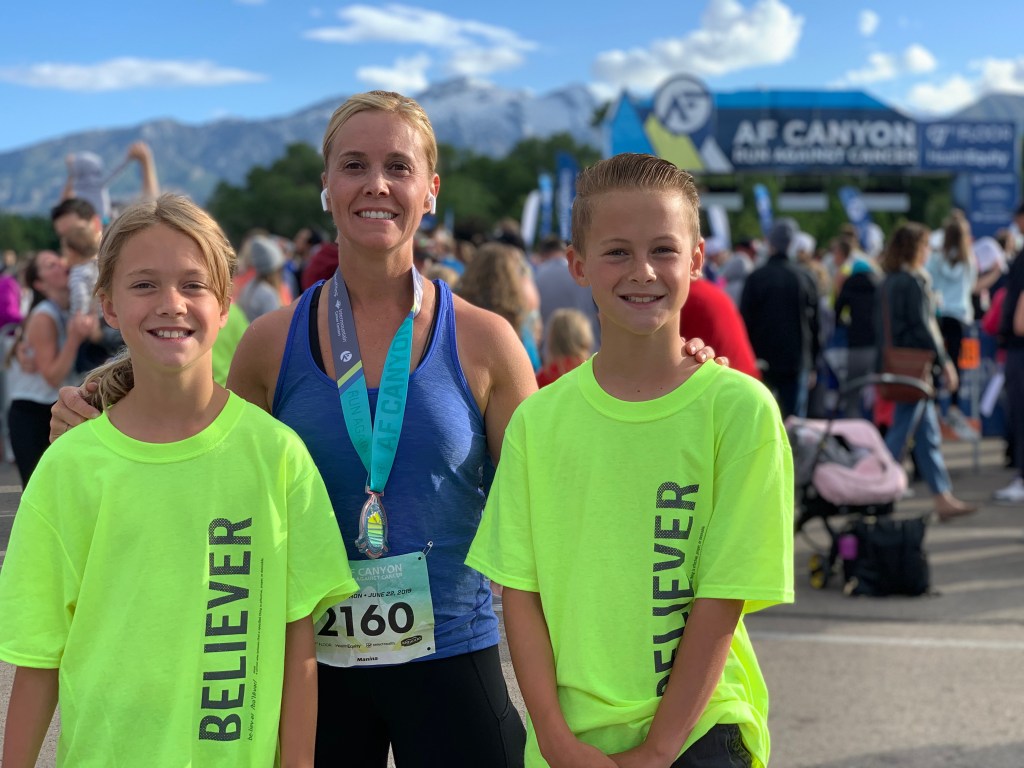 At the finish line with Drew and Ellie