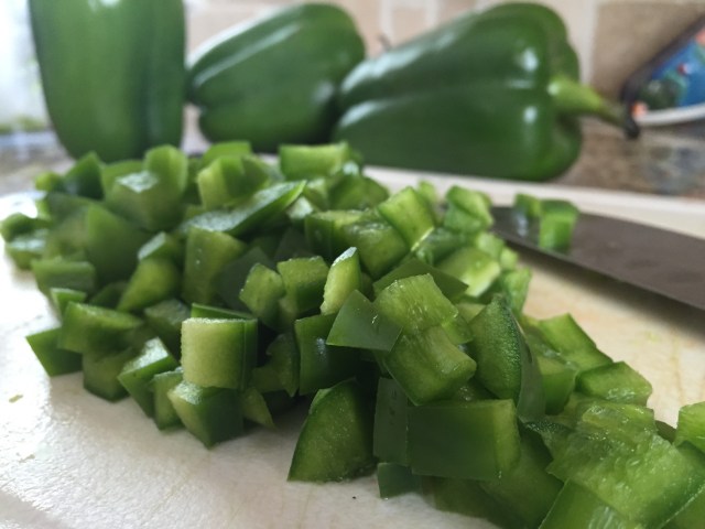 Diced Bell peppers for salsa recipe