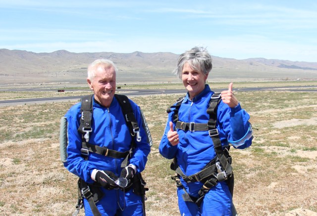 Mom and Grandpa after jump
