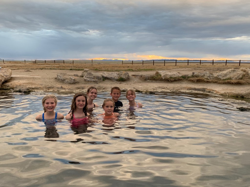 Meadow hot springs at sunset