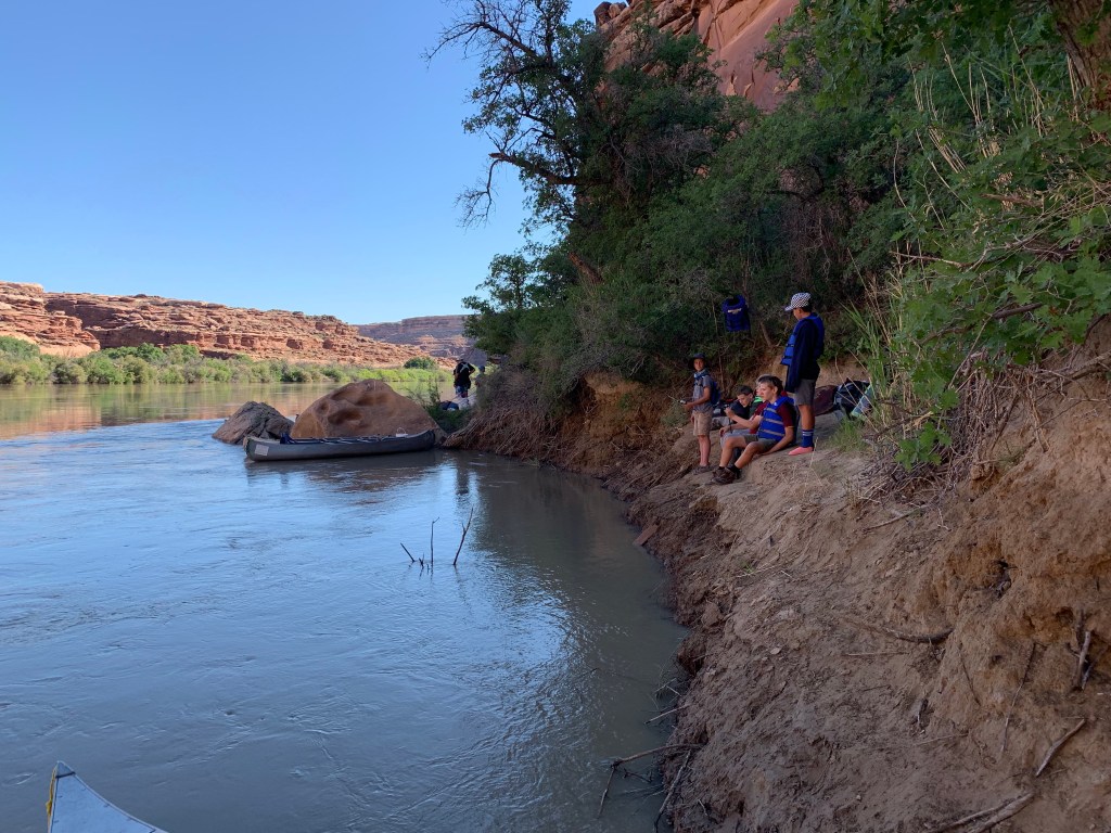 Drew and friends trying out the fishing 